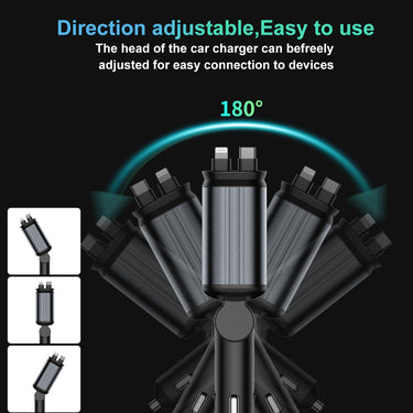 4 - in - 1 Retractable fast Car Charger for iPhone 16 - InspiredGrabs.com